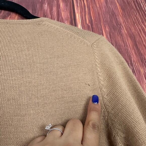 VTG J.Crew Cardigan Sweater Tan Brown 100% Wool Size Medium M 90s Y2K - Picture 5 of 5